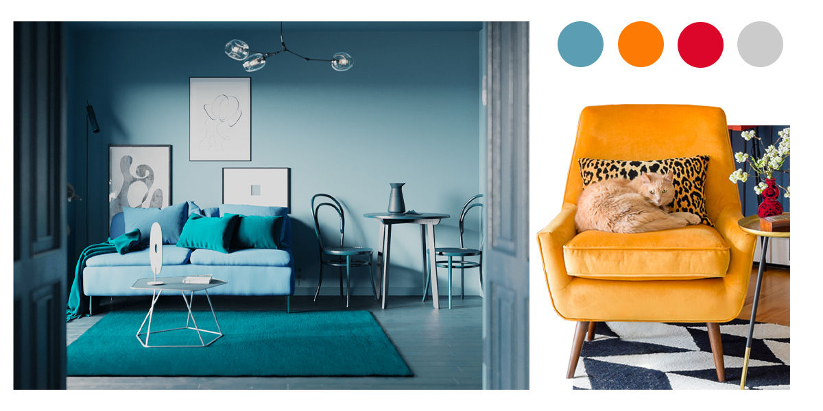 Удачные сочетания голубого цвета в интерьере квартиры - примеры с фото .