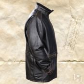 Кожаная куртка мужская с аэрографией Танк, винтаж