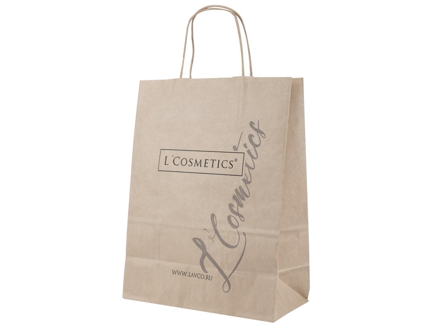 Подарочный пакет крафт с ручками (с печатью лого L'Cosmetics)
