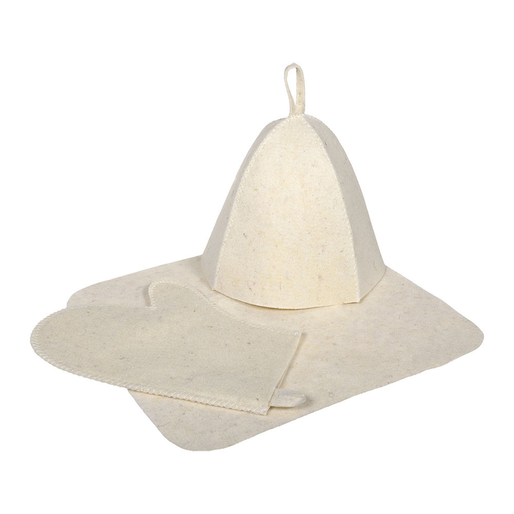 Набор из 3-х предметов для бани Hot Pot: шапка, коврик, рукавица (войлок)
